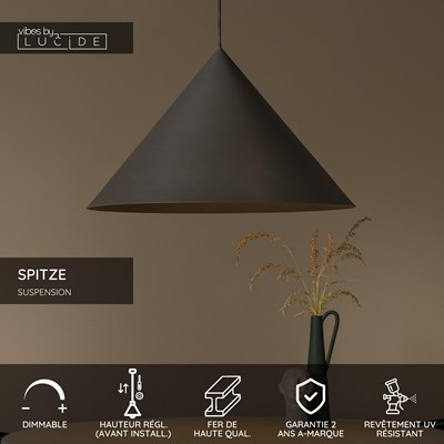 Lucide SPITZE - Suspension - Ø 60 cm - 1xE27 - Gris | Vibes